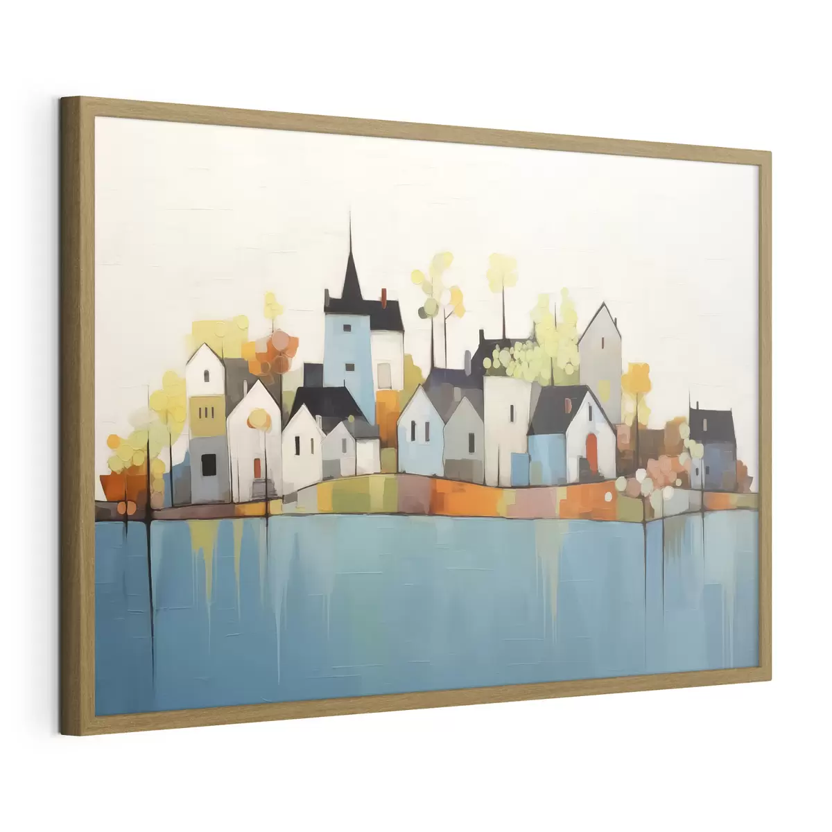 Poster Abstrakte Stadt und Häuser, blau, gelb, rote Farbe f40751