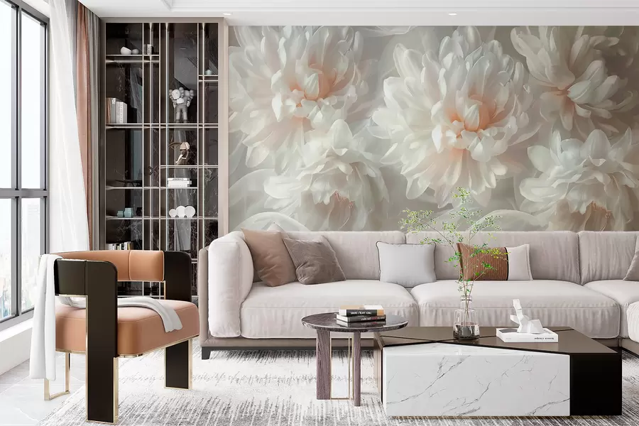 Fototapete Weiße Pfingstrosen w01105