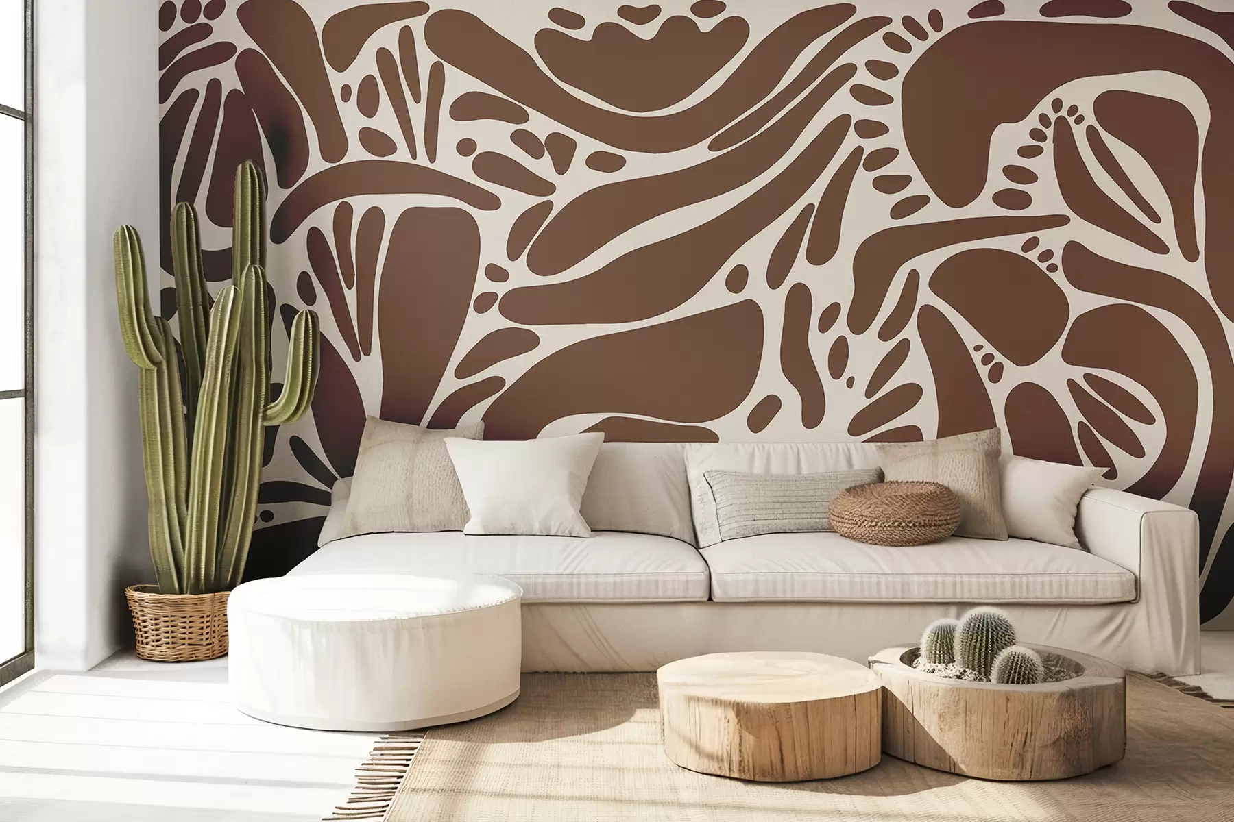 Fototapete Abstraktes geometrisches Muster, Tribal-Stil, braune Farbe w01623v1