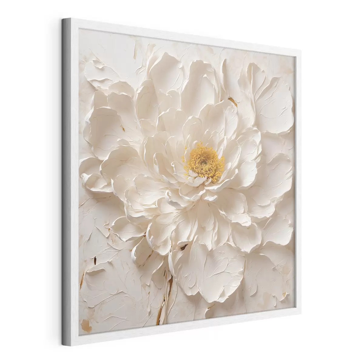 Poster Weiße Blume in Öl auf weißem Hintergrund f40618