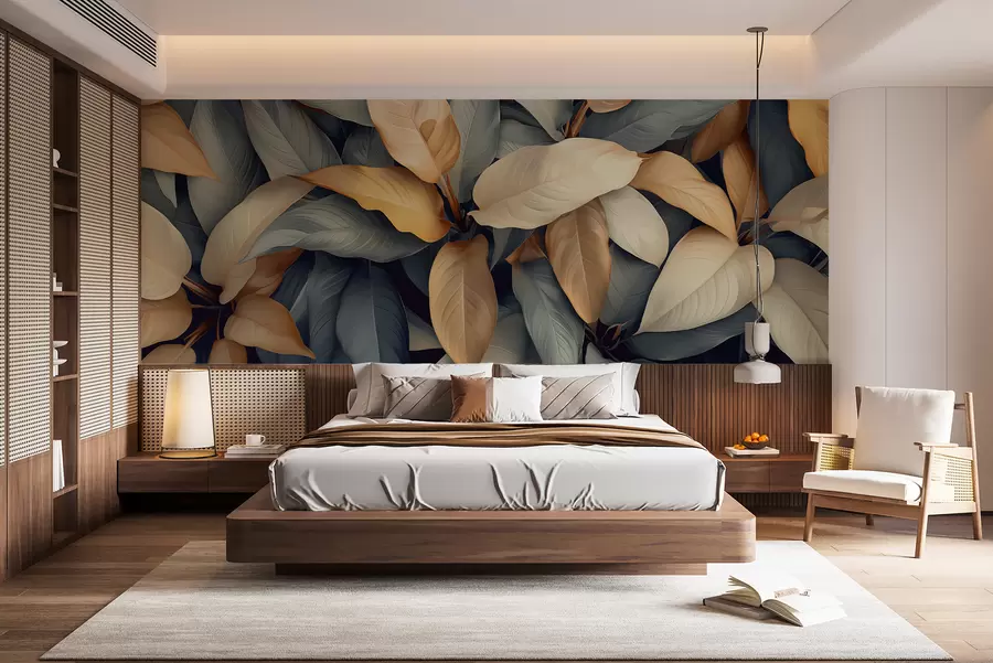 Fototapete Tropische Pflanzen in Rosa- und Beigetönen w01586v1