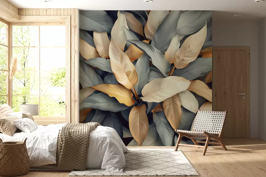 Fototapete Tropische Pflanzen in Rosa- und Beigetönen w01586v1