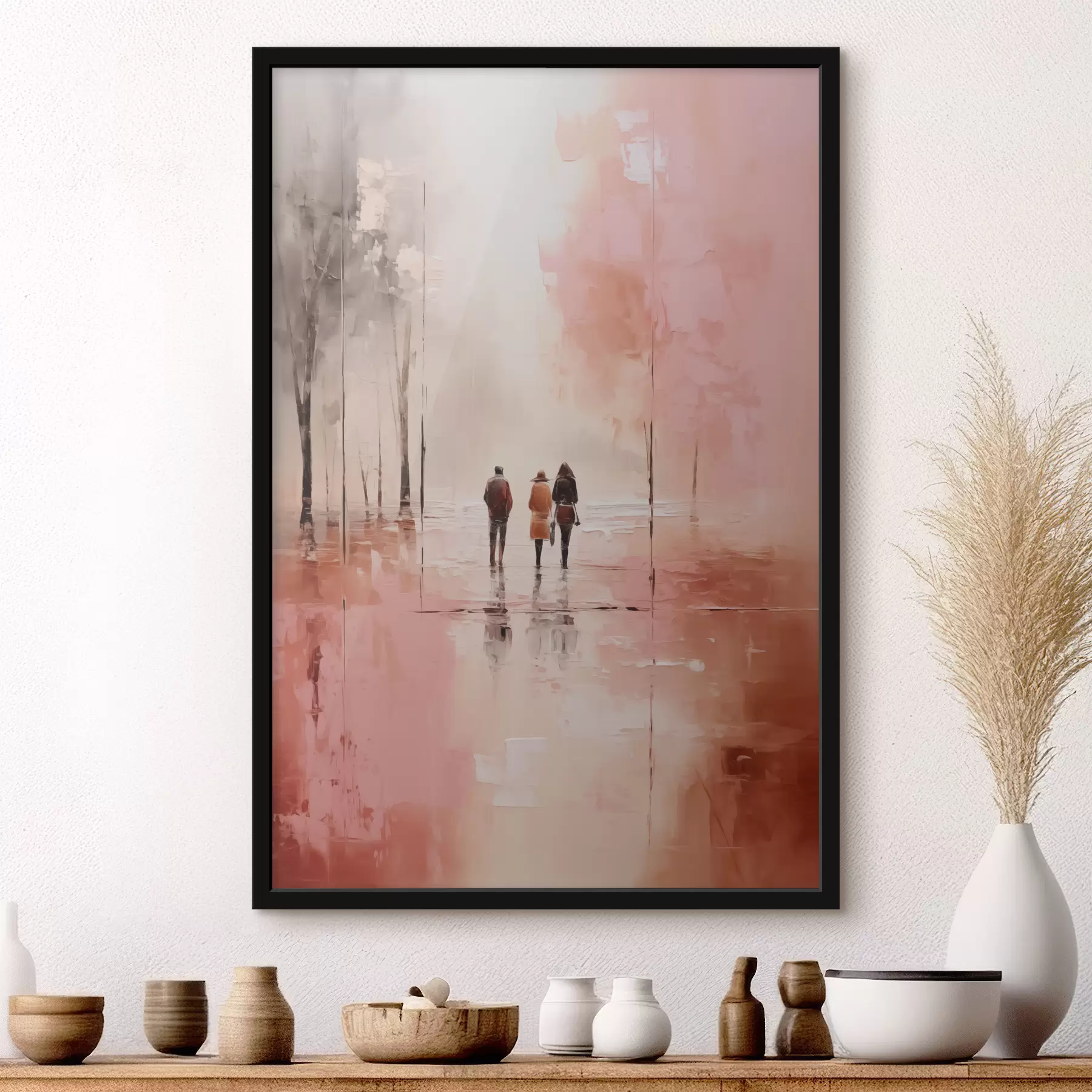 Fototapete Menschen zu Fuß in den Park abstrakt, rosa rote Farbe f40802
