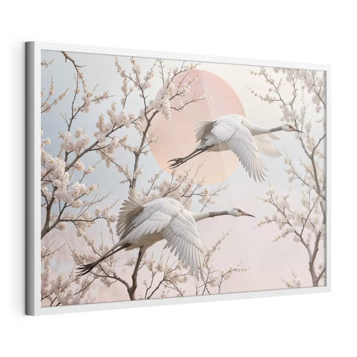 Poster Kraniche zwischen Kirschblüten f40601