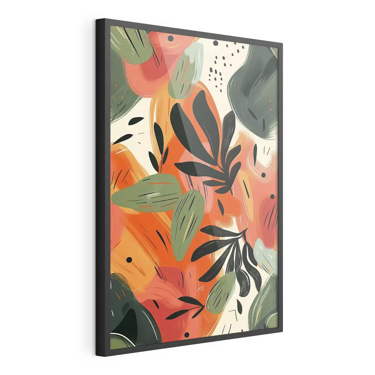 Poster Abstrakter Druck mit Blumen und Blättern f40812