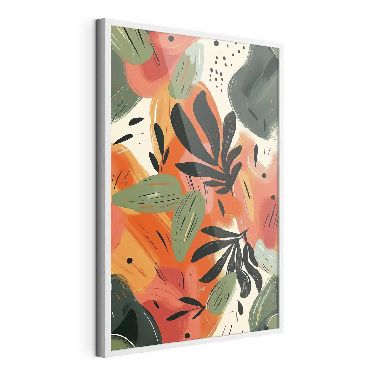 Poster Abstrakter Druck mit Blumen und Blättern f40812