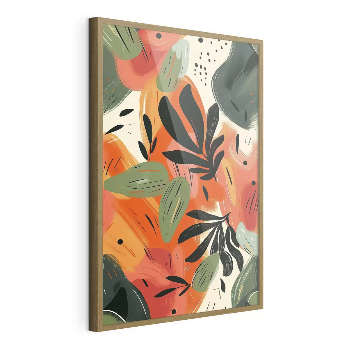Poster Abstrakter Druck mit Blumen und Blättern f40812