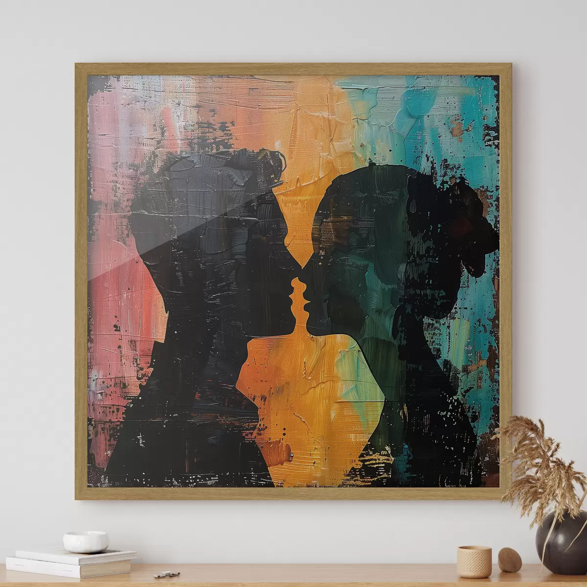 Poster Ehepaar Silhouette Ölgemälde f40893