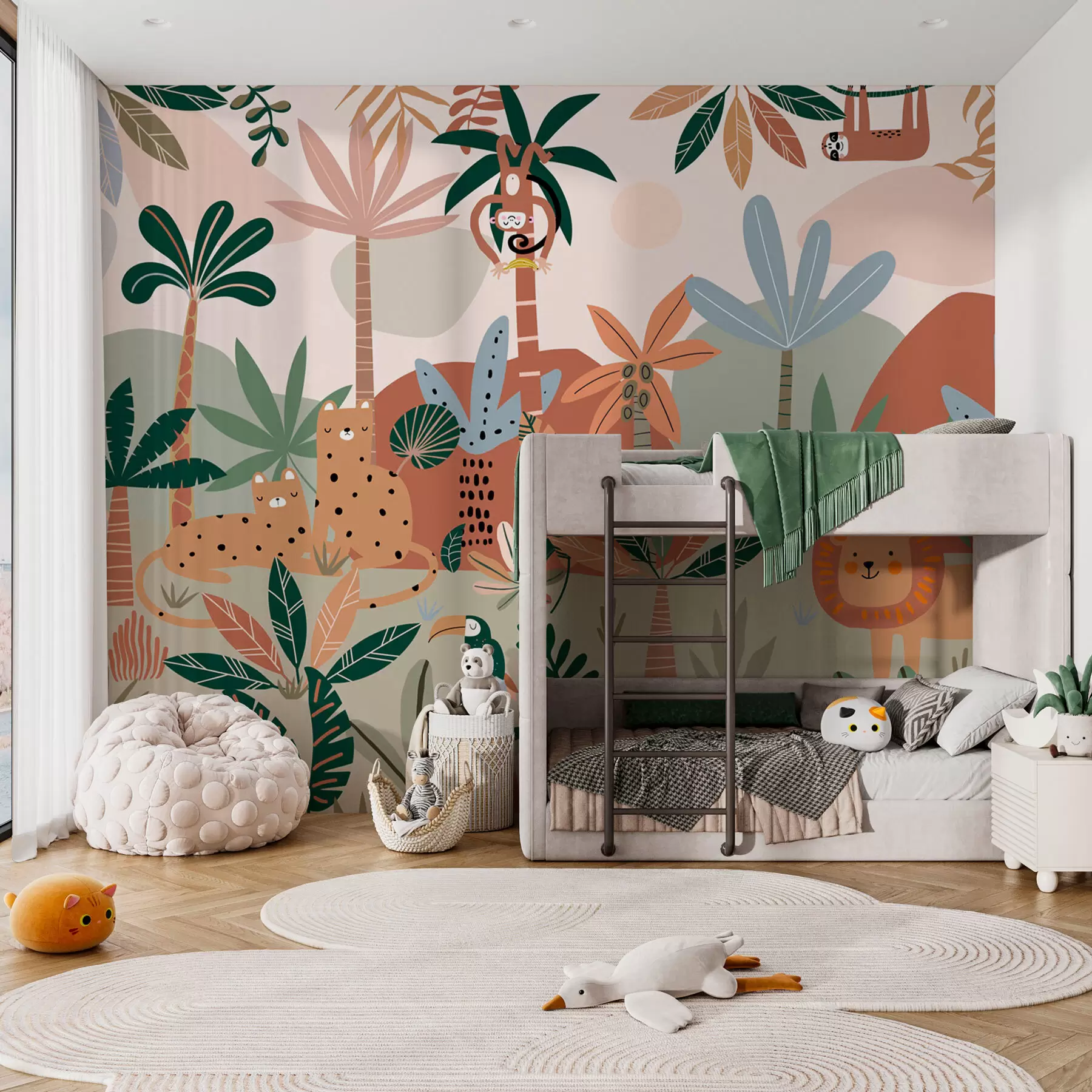 Fototapete Lustige Tiere aus dem tropischen Dschungelzoo w01720