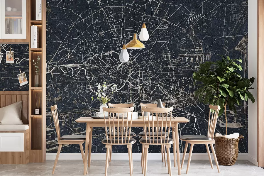 Fototapete Rom Stadtplan, Strichzeichnung, Architektur, Italien, dunkle Farben w01698v1