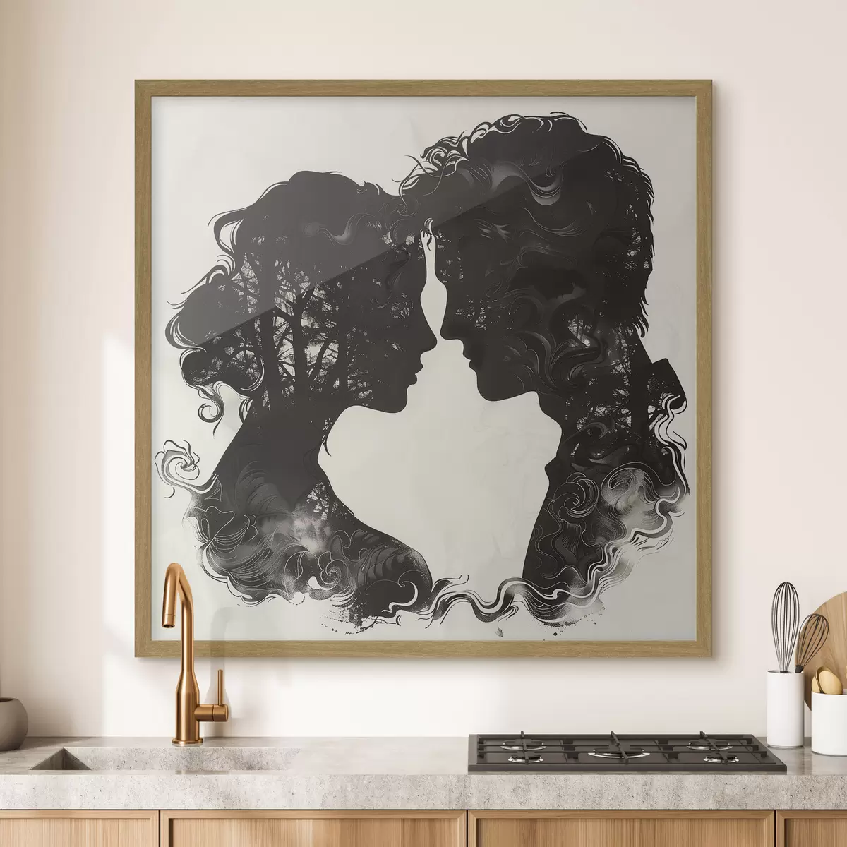 Poster Silhouetten eines verliebten Paares f40939