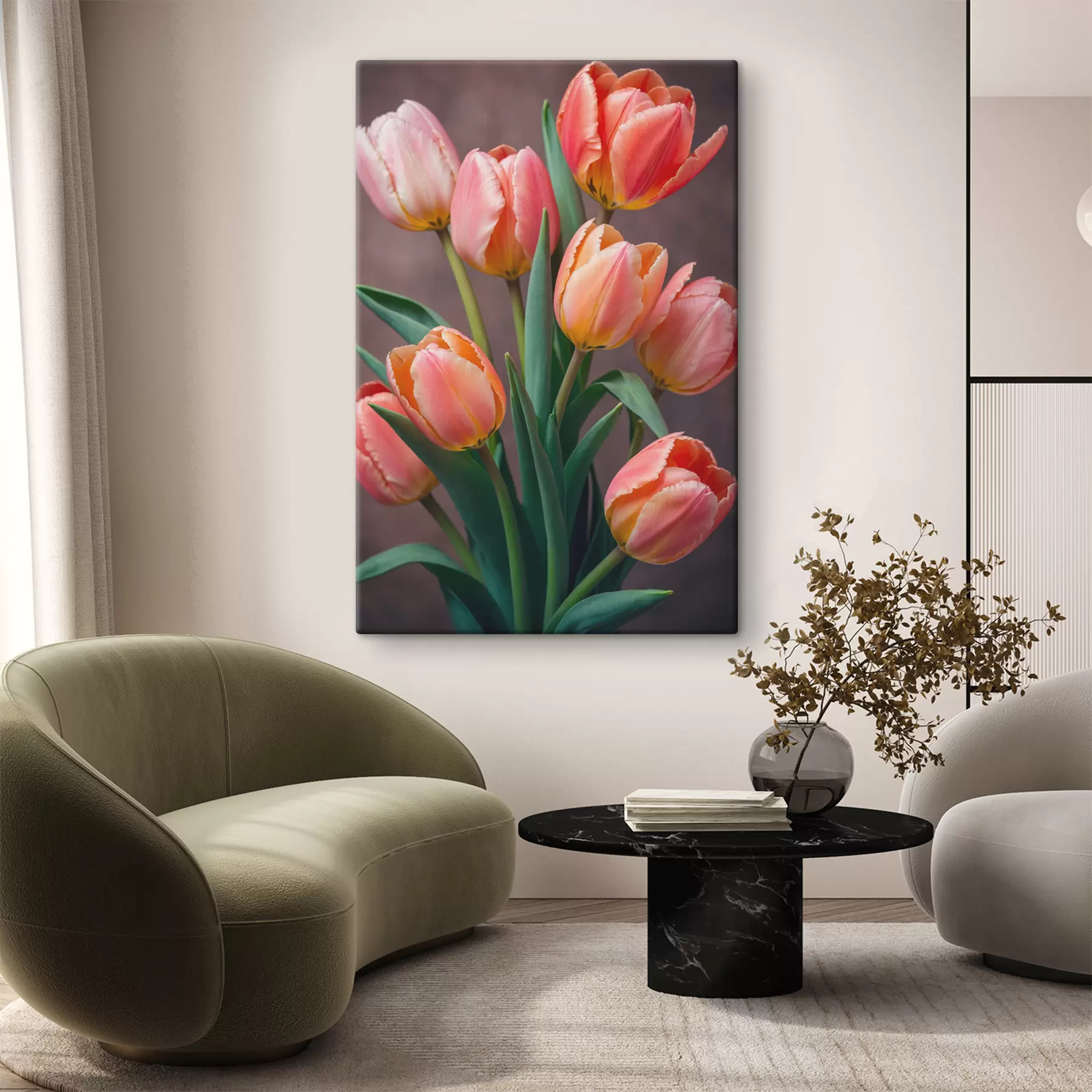 Fototapete Tulpen auf unscharfen Hintergrund s40854