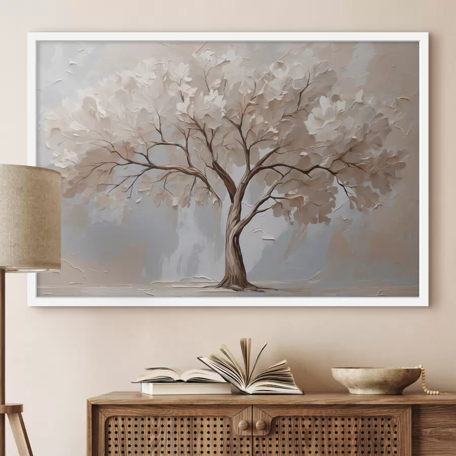 Fototapete Weißer Baum auf abstraktem Öl-Hintergrund f40860