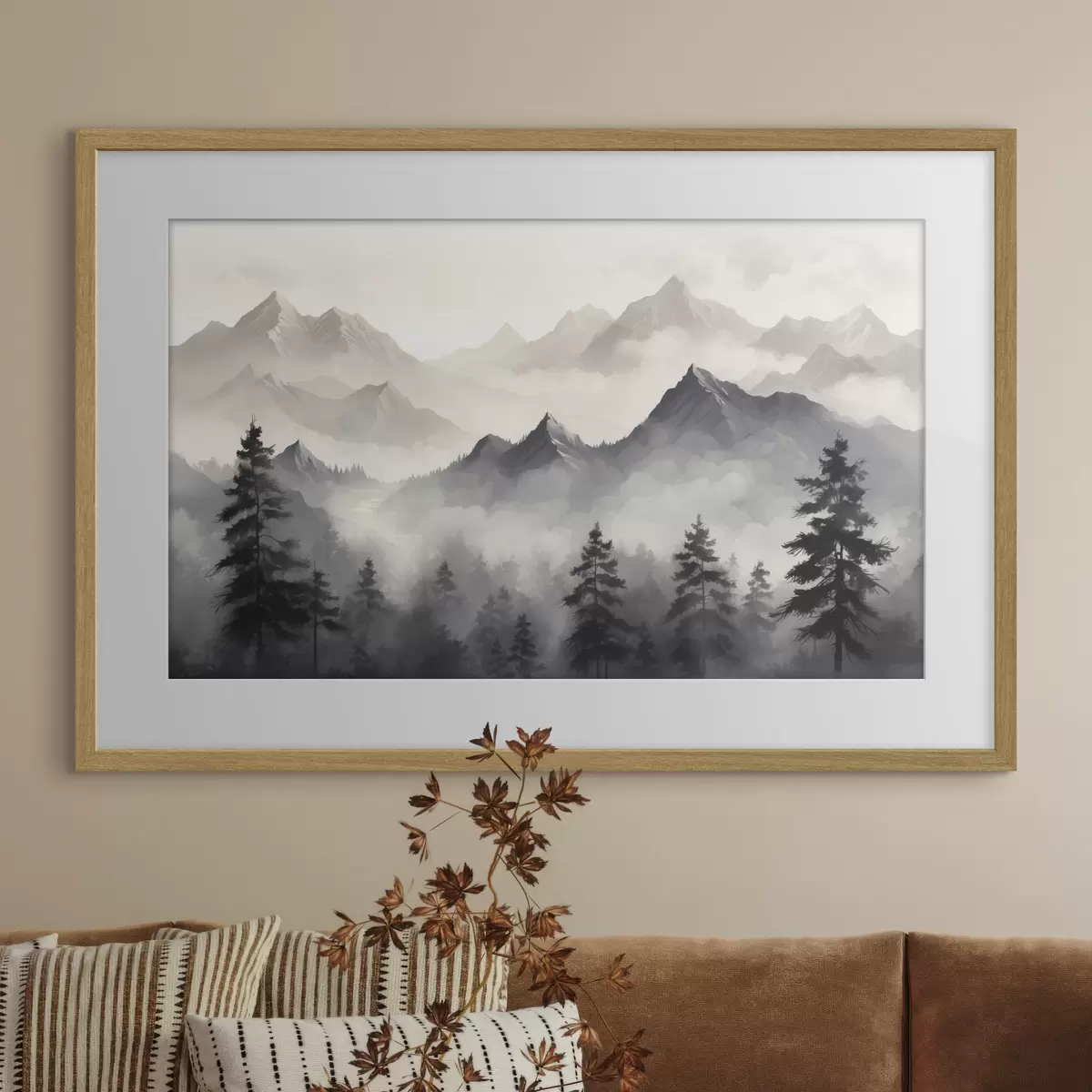 Poster Kiefern im Bergnebel f40866