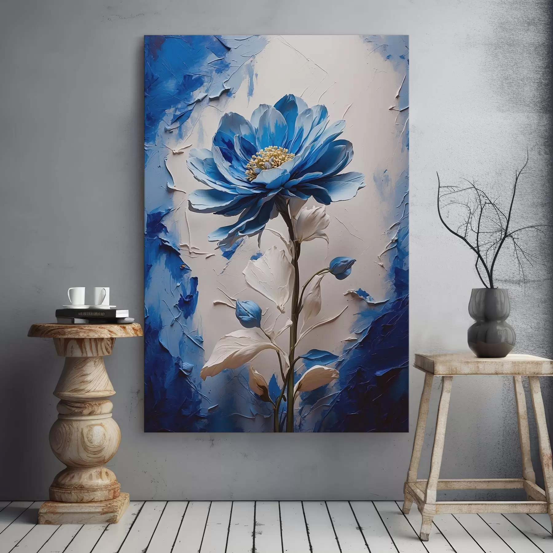 Fototapete Elegante blaue Blume mit zarten Blütenblättern s38736