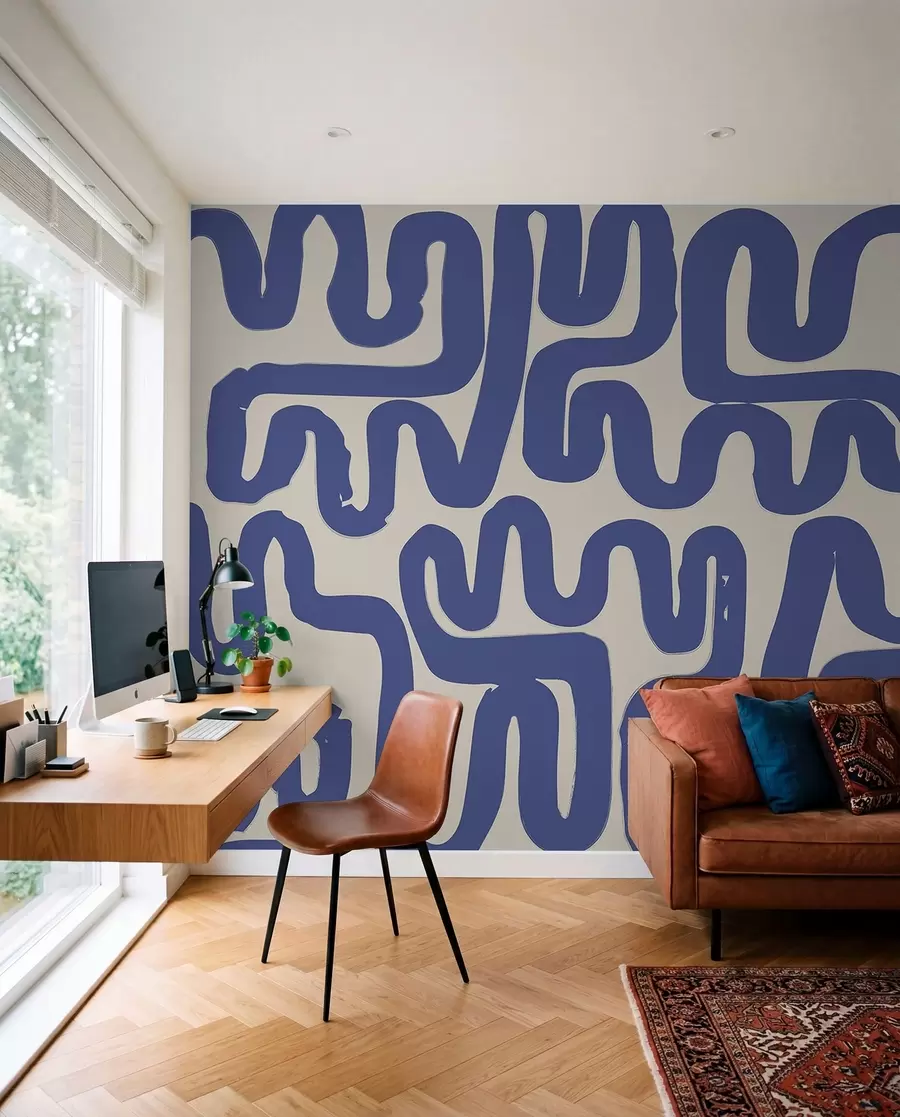 Fototapete Gewundene Linien in Blau w01686