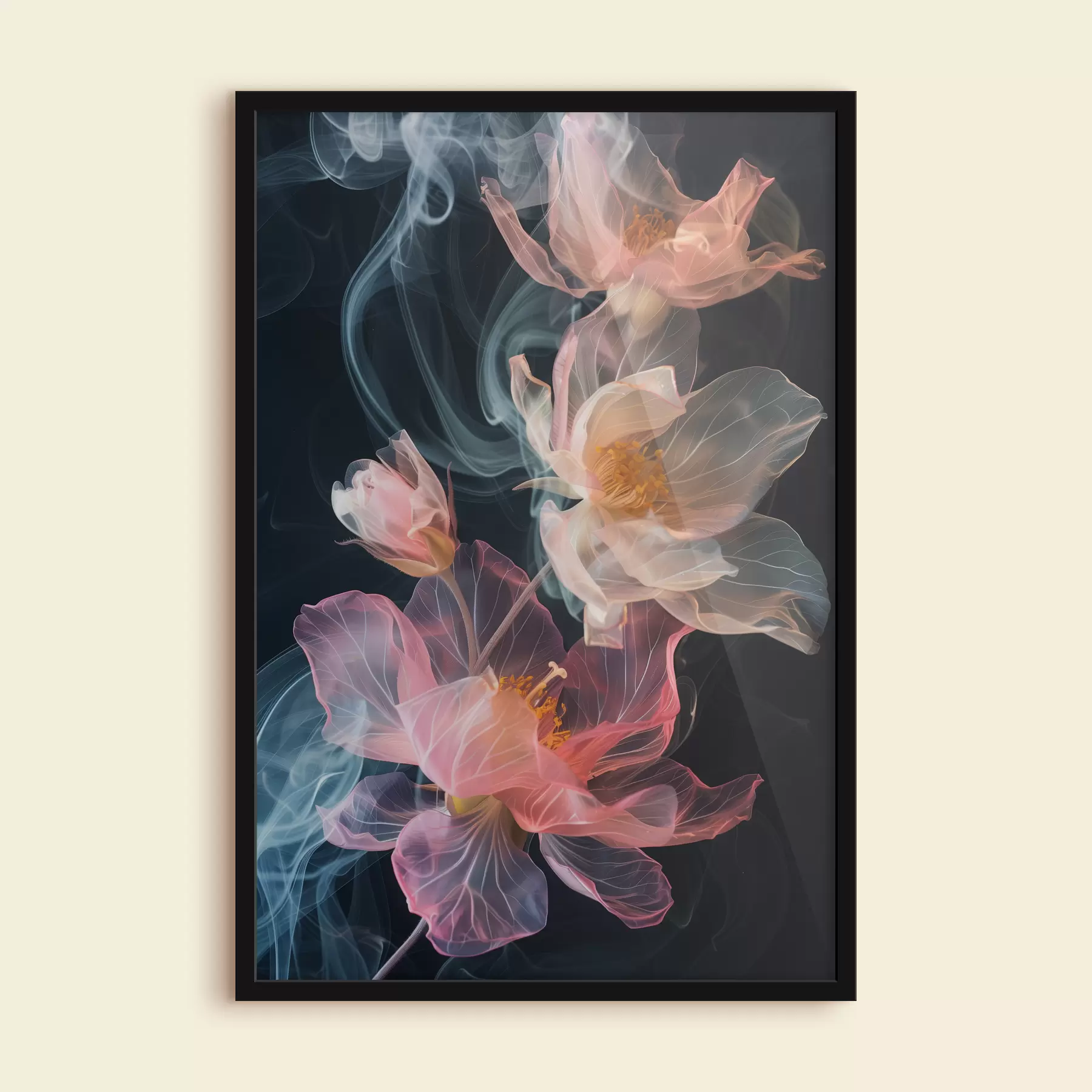 Fototapete Zarte, luftige Blumen, umgeben von Rauch f40967