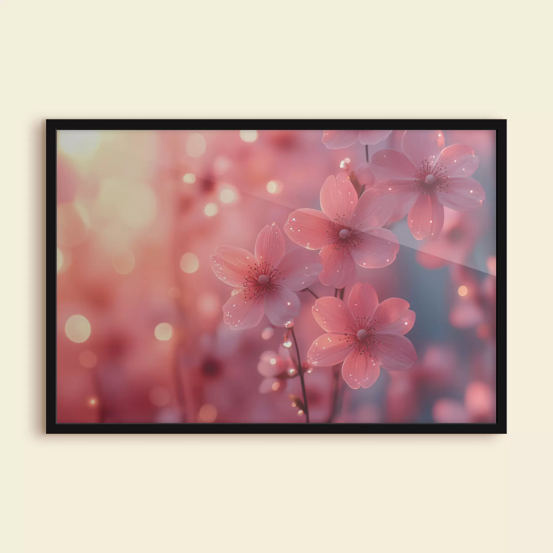Fototapete Blumen auf einem Zweig in zarten Rosatönen f40985