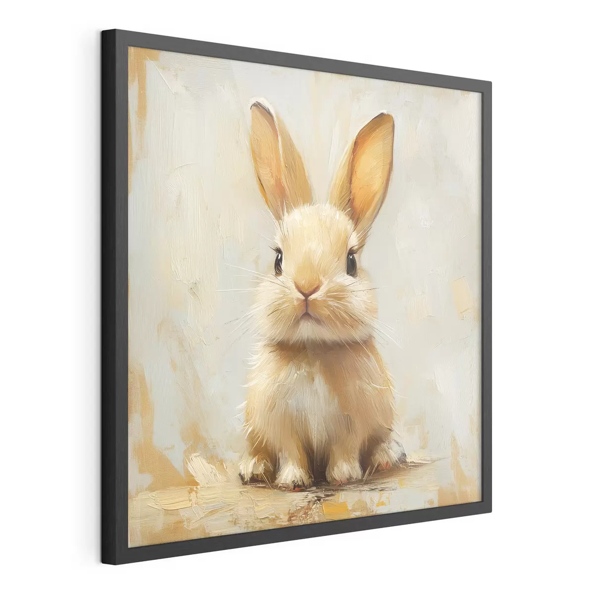 Poster Beigefarbener Hase auf hellem Hintergrund mit kräftigen Pinselstrichen f41000