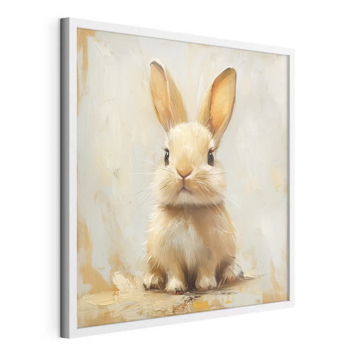 Poster Beigefarbener Hase auf hellem Hintergrund mit kräftigen Pinselstrichen f41000