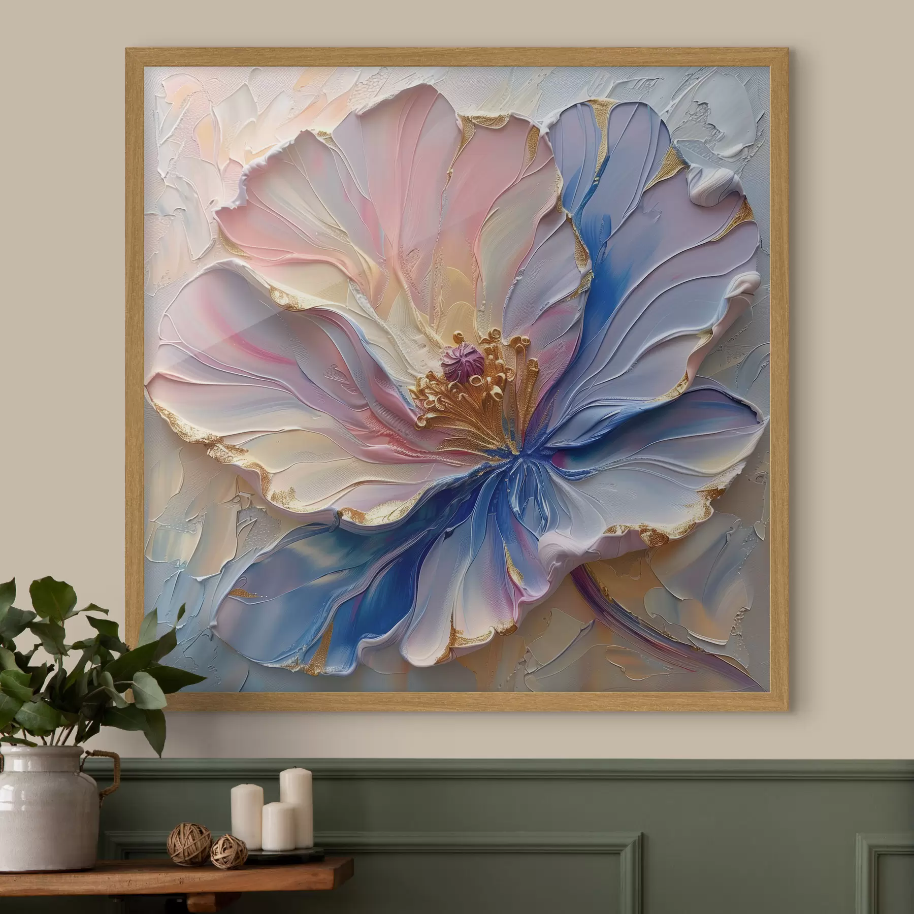 Fototapete Eine große Blume in zarten Rosa- und Blautönen f41006