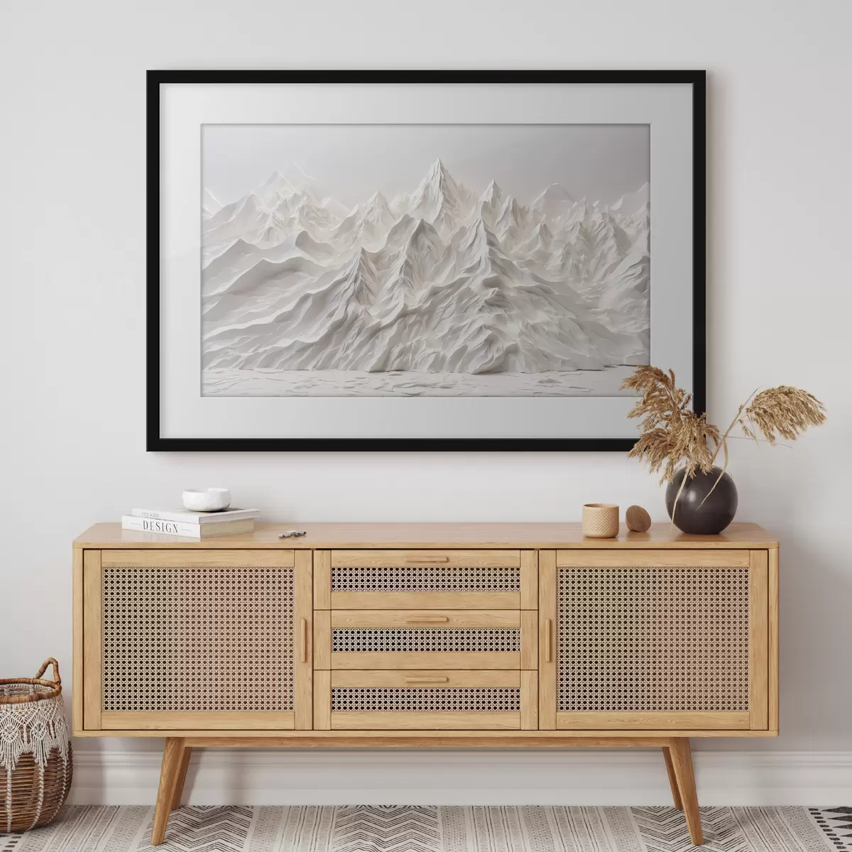 Poster Weiße abstrakte Berge f41037