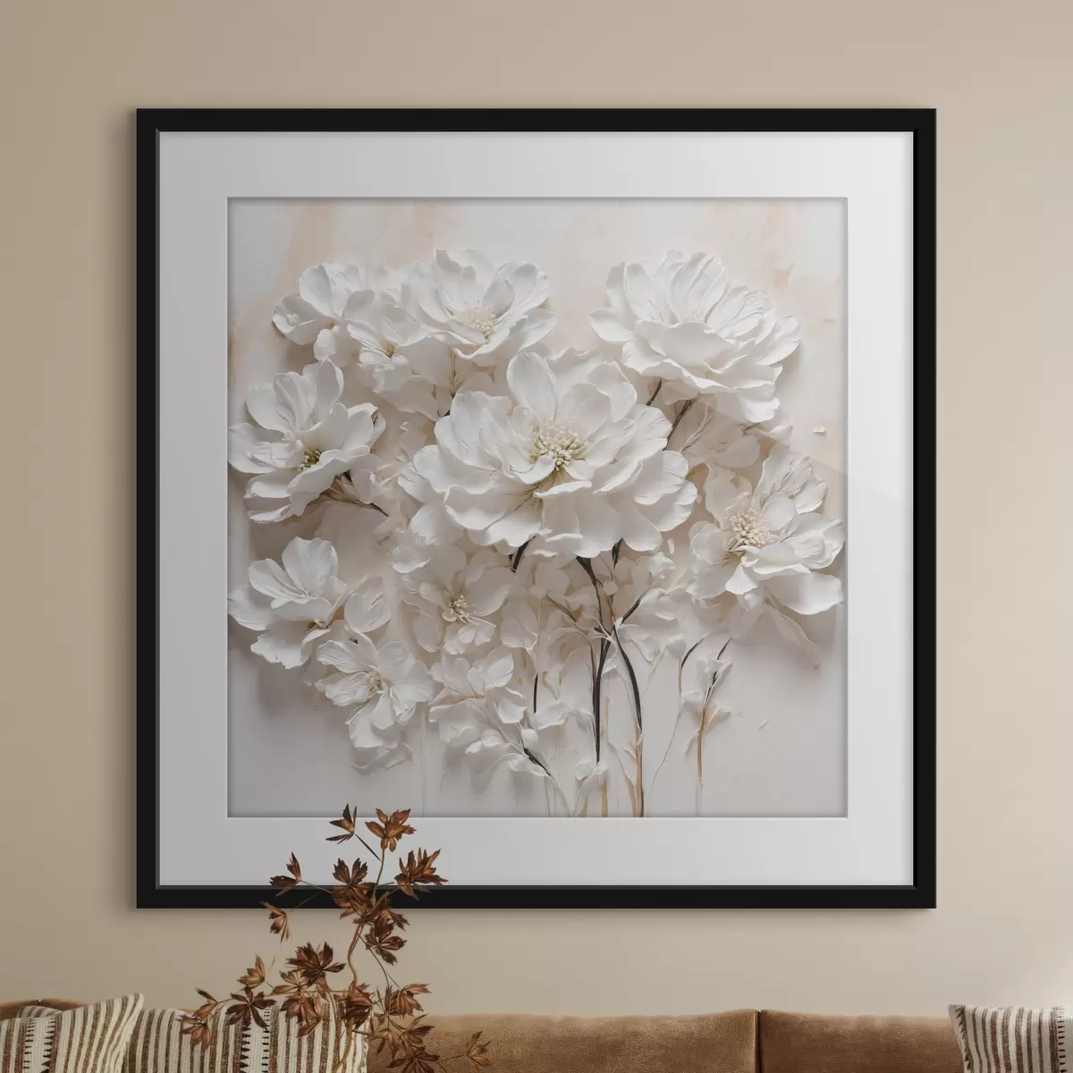 Poster Blüten an dunklen Stielen f41042