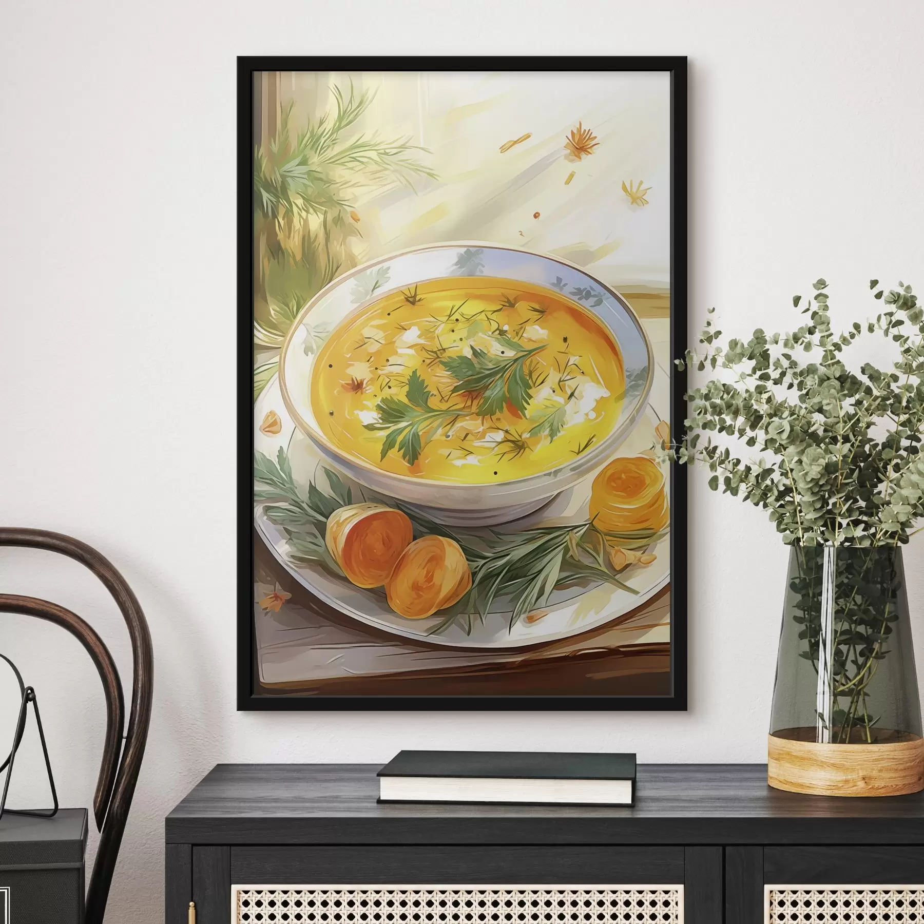 Fototapete Aquarell Kürbissuppe, Grünzeug, Aquarell f41171