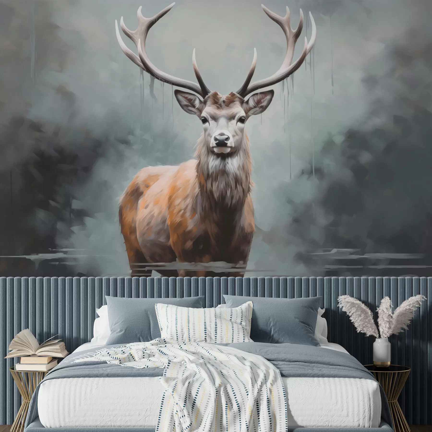 Fototapete Elegante Rehe im Nebel w01796