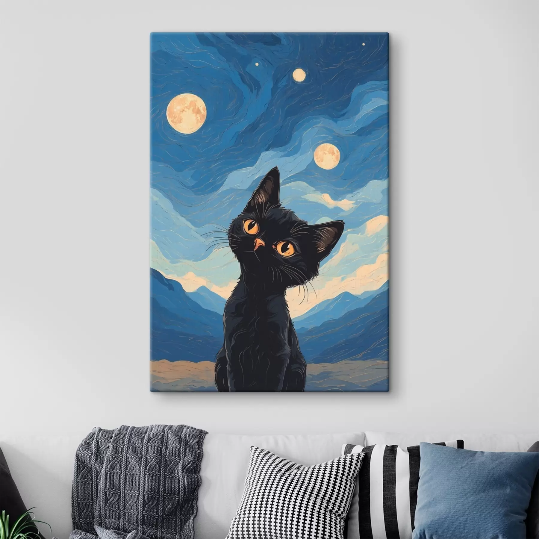 Fototapete Neugierige Katze unter einem Sternenhimmel s38860