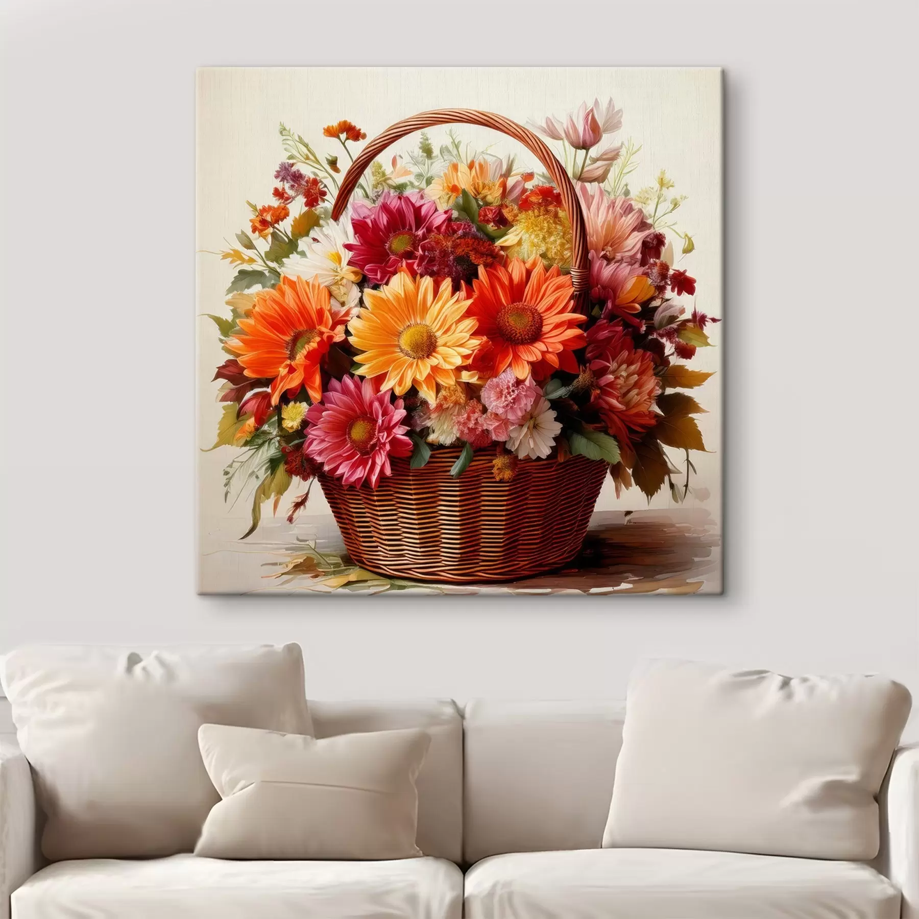 Fototapete ein Korb mit Herbstblumen s41405