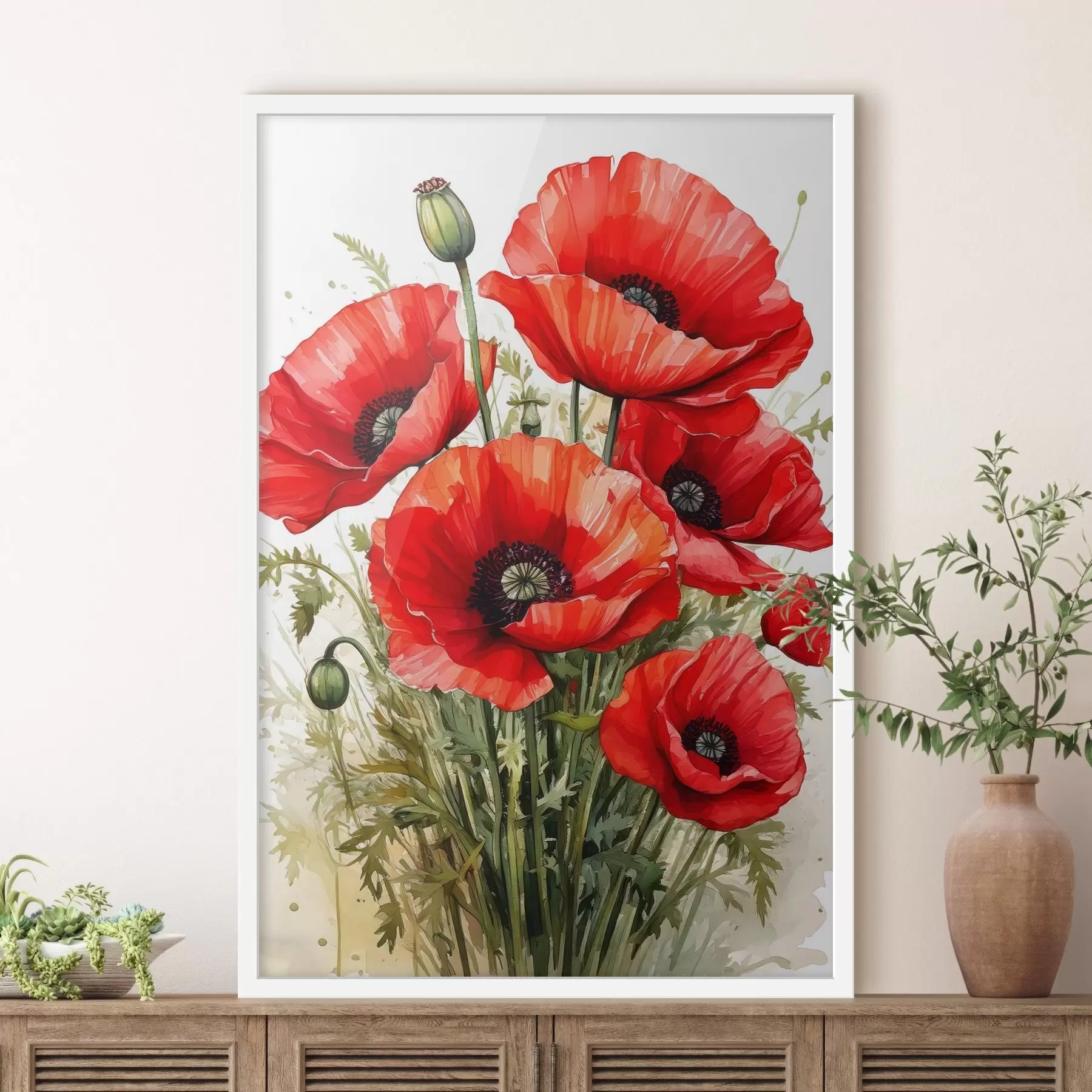 Fototapete rote große Mohnblumen f41404