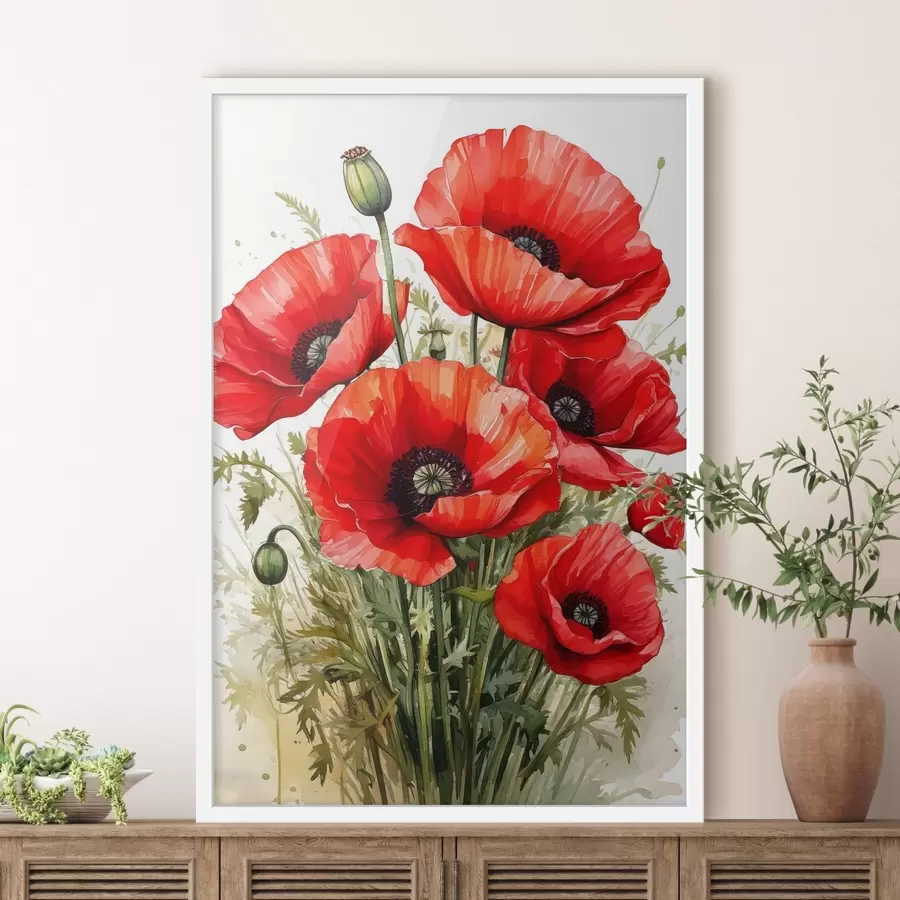 Fototapete rote große Mohnblumen f41404