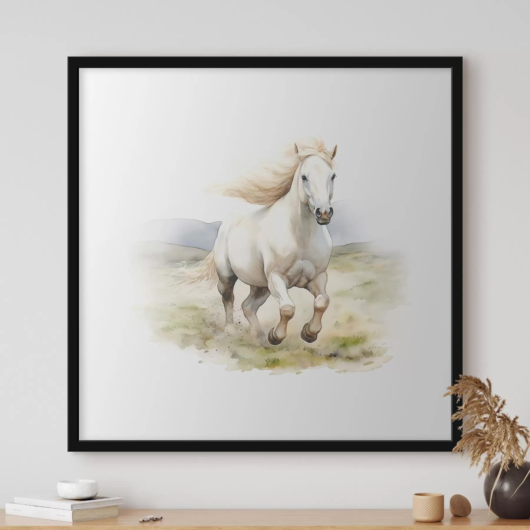 Fototapete Ein weißes Pferd läuft auf einem Feld f38477