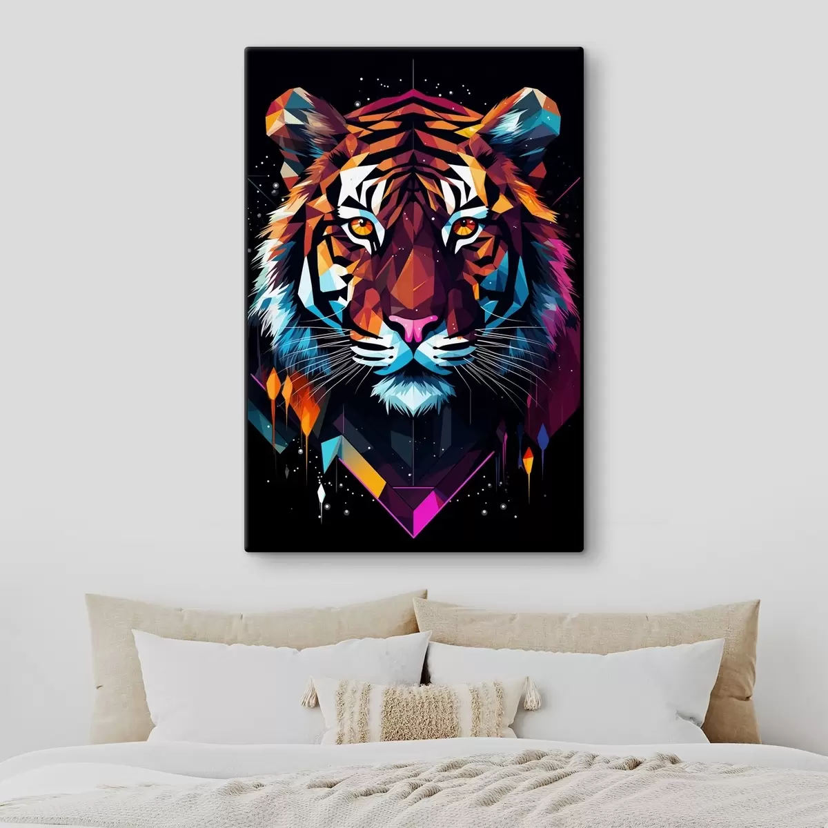 Fototapete Ein bunter Tiger mit weißen Schnurrhaaren s36666