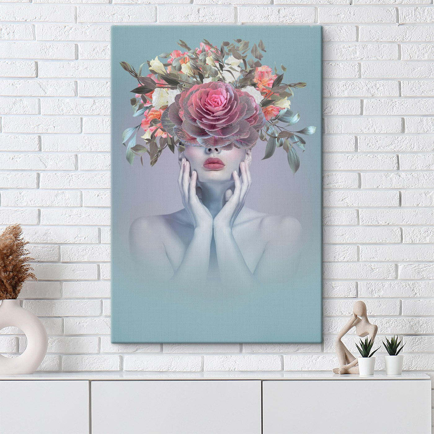 Gemälde Eine Frau mit Blumen auf dem Kopf s37479