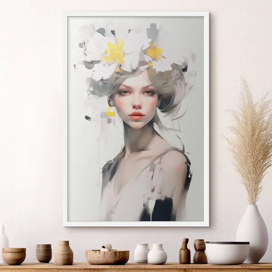 Fototapete Modell mit Blumen auf dem Kopf f41322