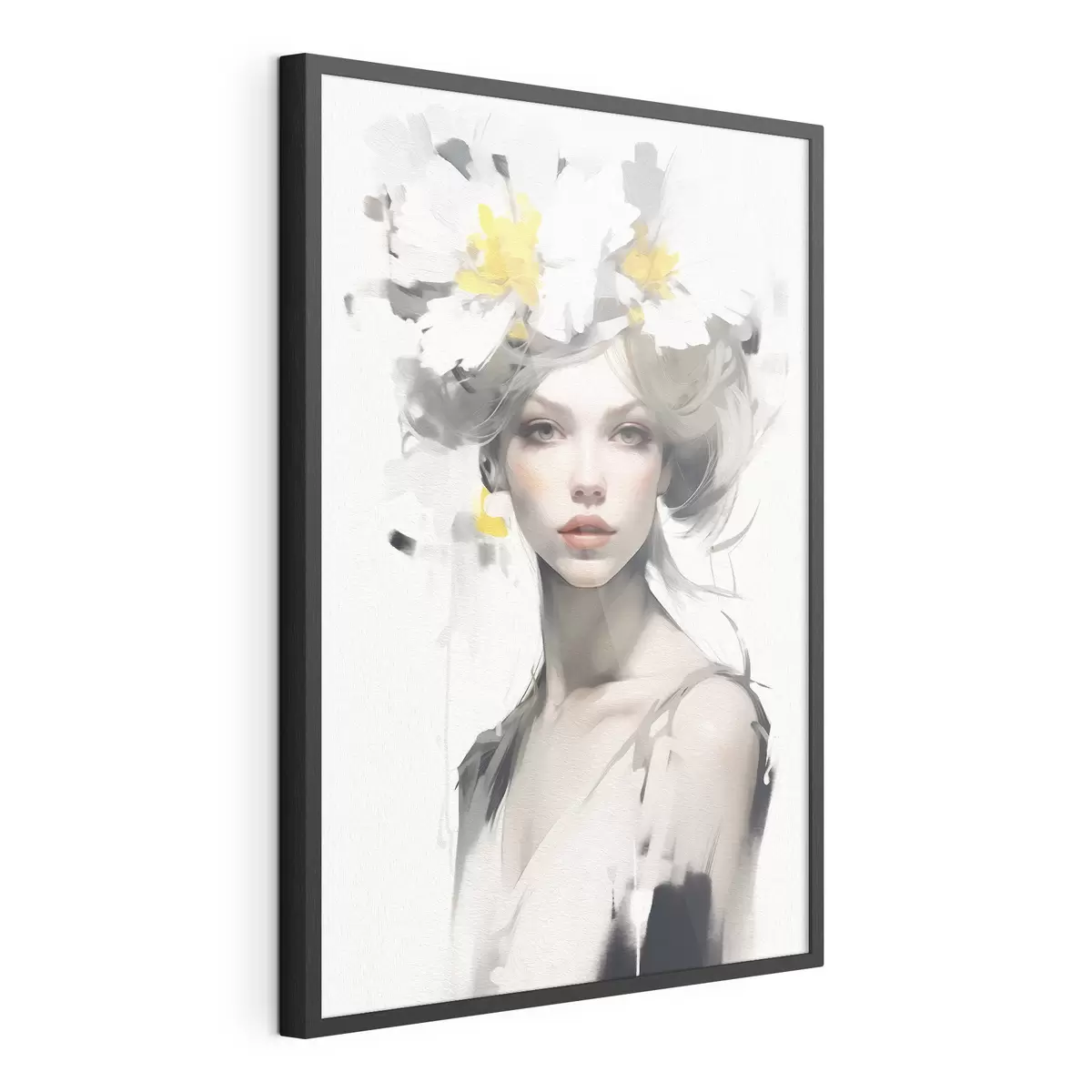 Poster Modell mit Blumen auf dem Kopf f41322