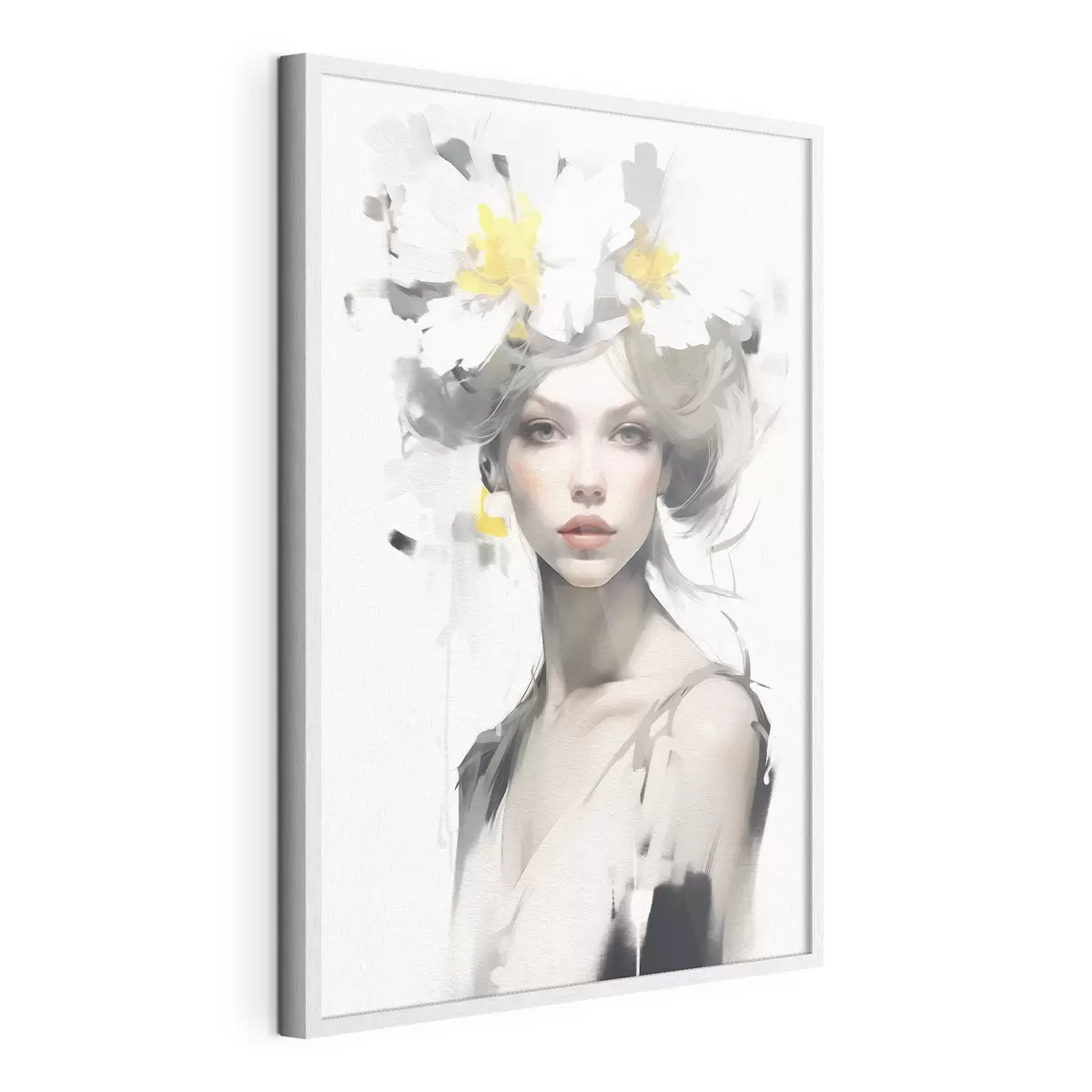 Poster Modell mit Blumen auf dem Kopf f41322