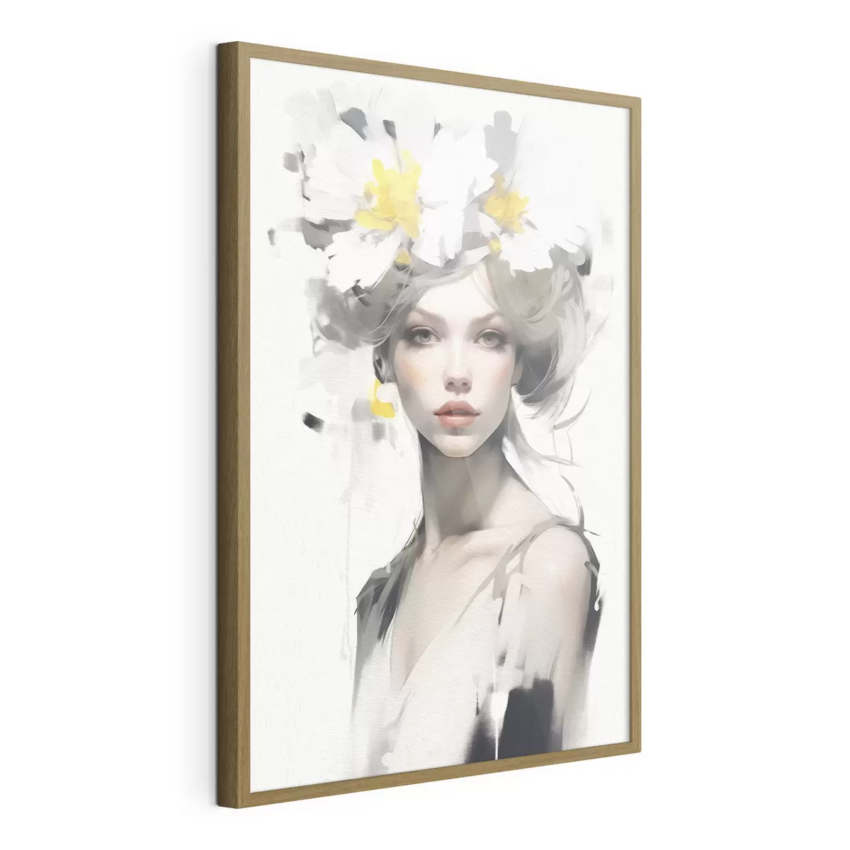 Poster Modell mit Blumen auf dem Kopf f41322