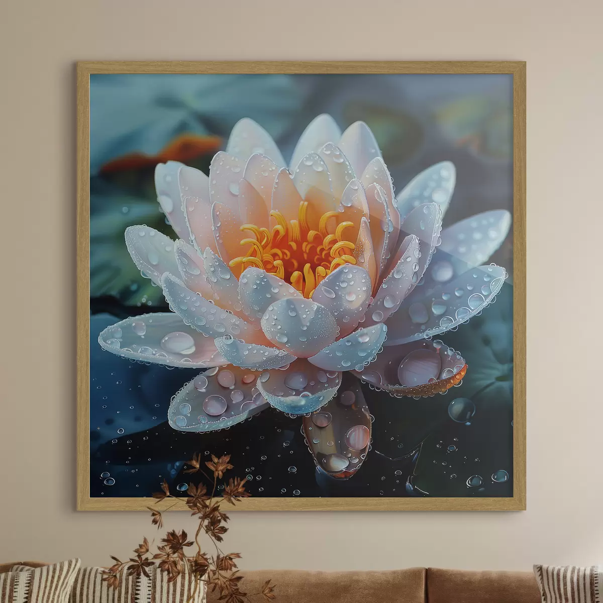 Poster Lotusblume mit Tautropfen f41433