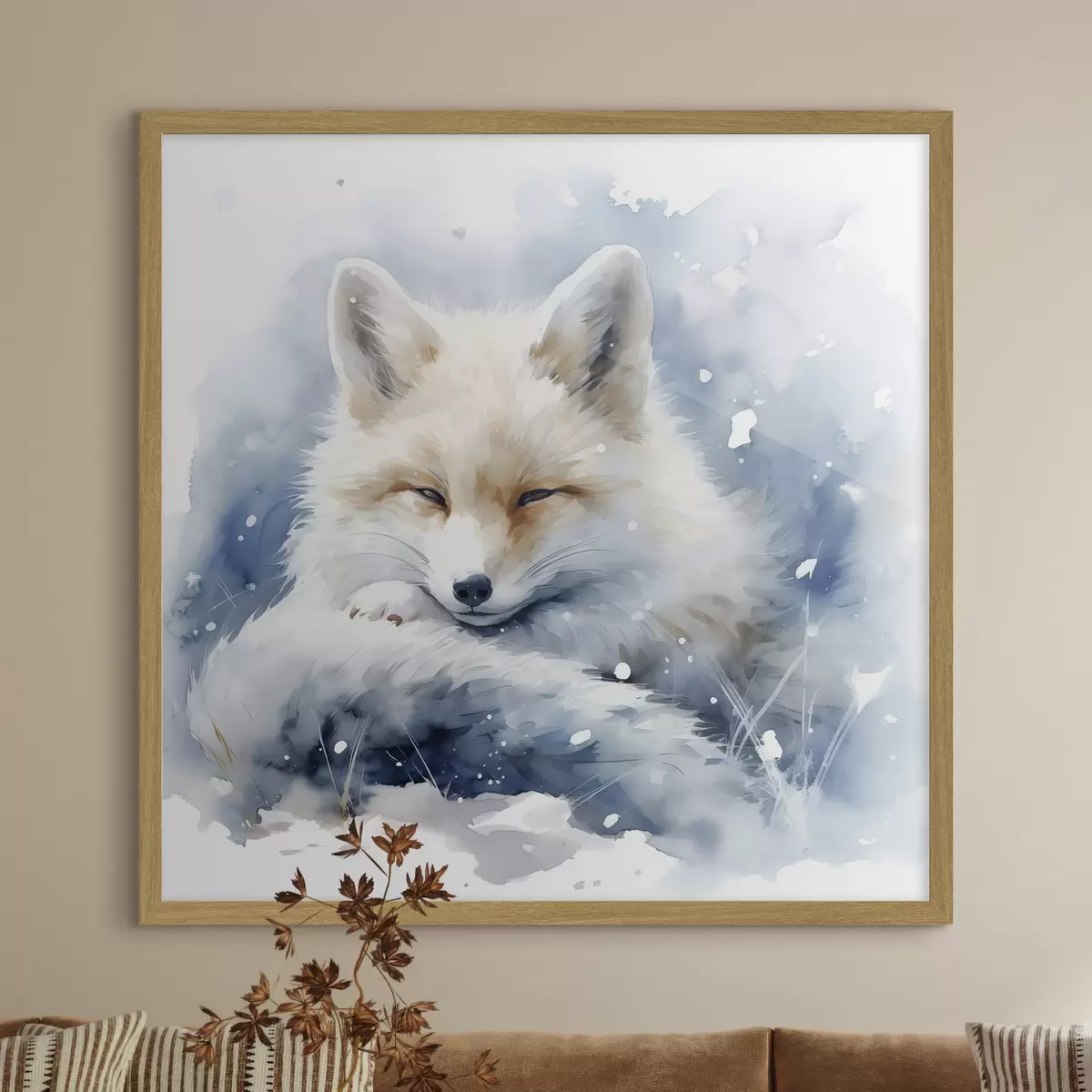 Poster Fuchs im Schnee Nachahmung von Aquarell-Illustration f41436