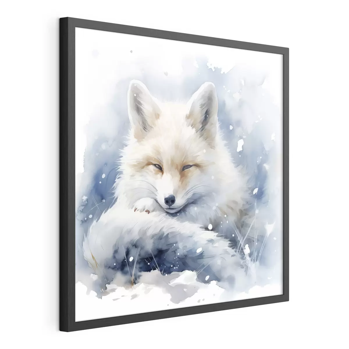 Poster Fuchs im Schnee Nachahmung von Aquarell-Illustration f41436