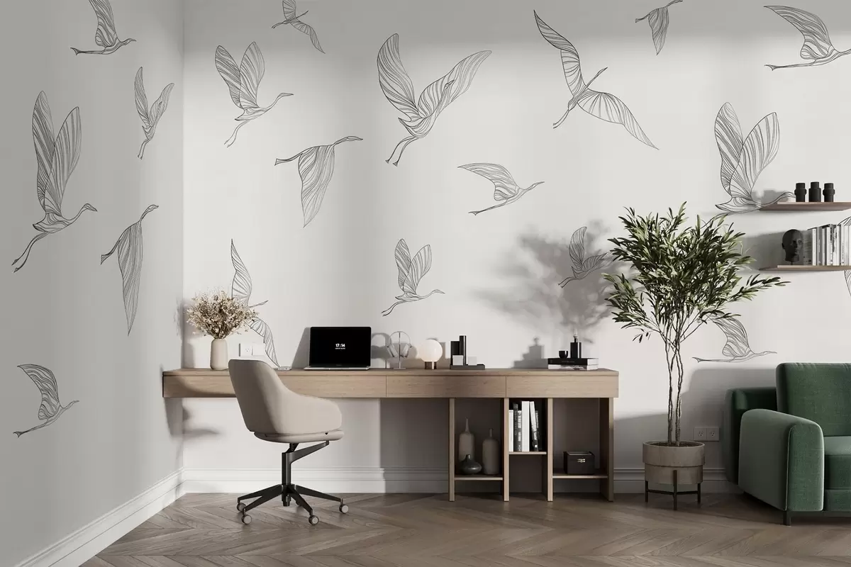 Fototapete Elegante Vögel, die durch den Himmel fliegen w00758