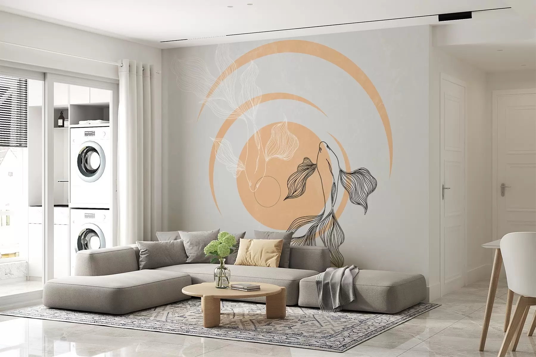 Fototapete Elegante Koi-Fische in ruhiger Bewegung w00823v2