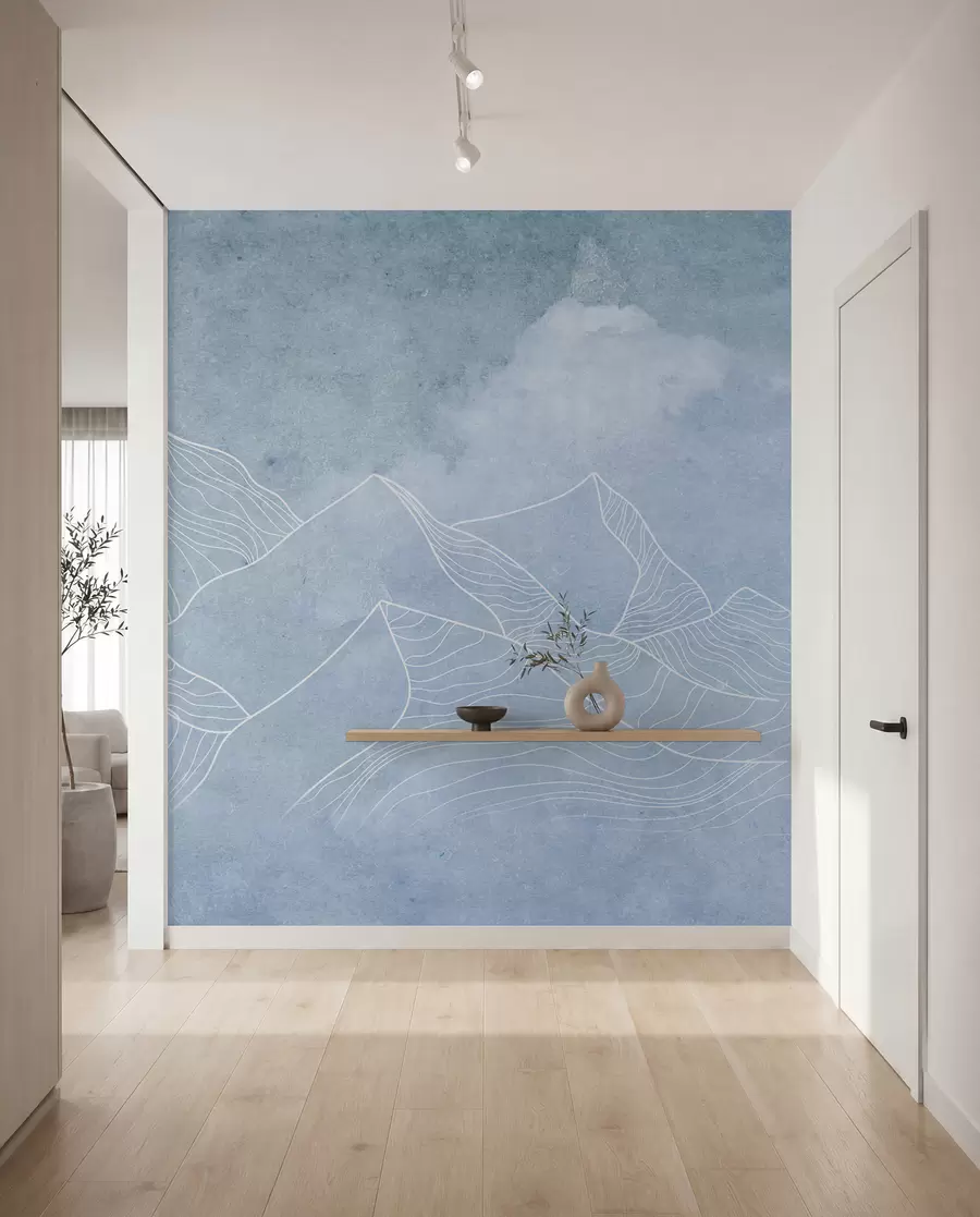 Fototapete Gelassene Berge in sanften Blautönen u98839v1