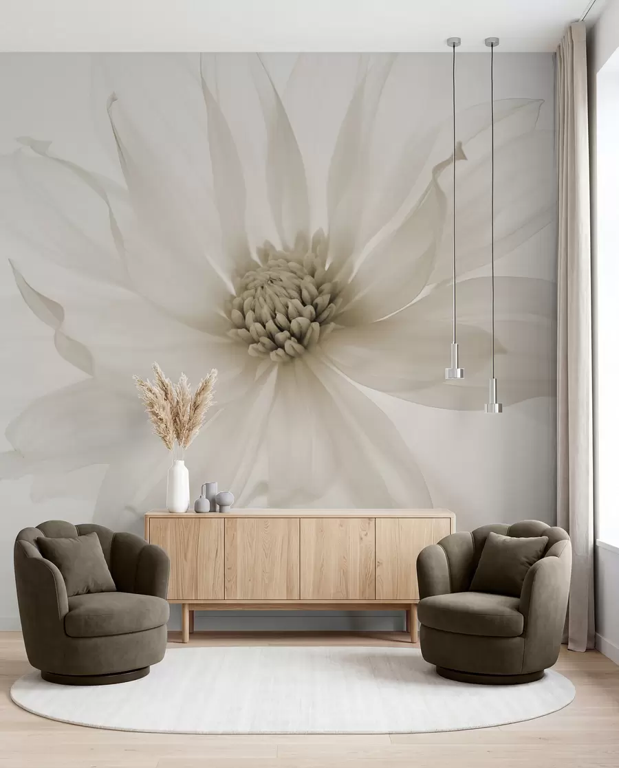 Fototapete Eine Blüte in Creme w02077v1