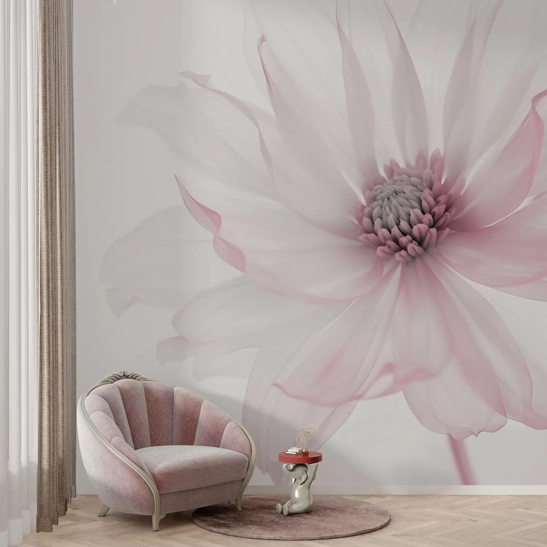 Fototapete Zarte rosa Blume auf hellem Hintergrund w02077v2
