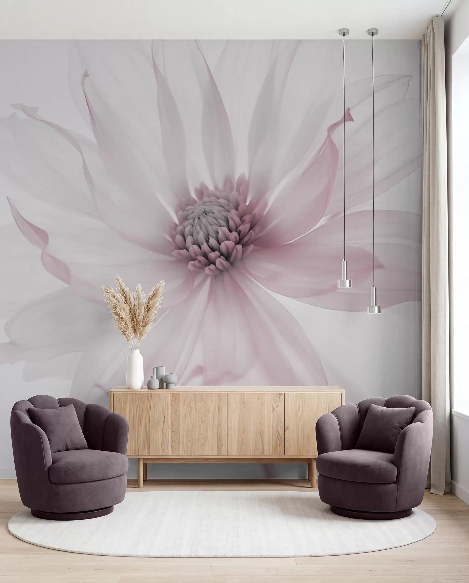 Fototapete Zarte rosa Blume auf hellem Hintergrund w02077v2