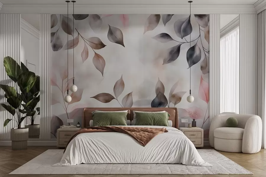 Fototapete Zartes Aquarell-Laub w02069v1